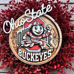 Ohio State Buckeyes Artificial Wreath for Outdoors/Indoors “NEW” Go BUCKEYES